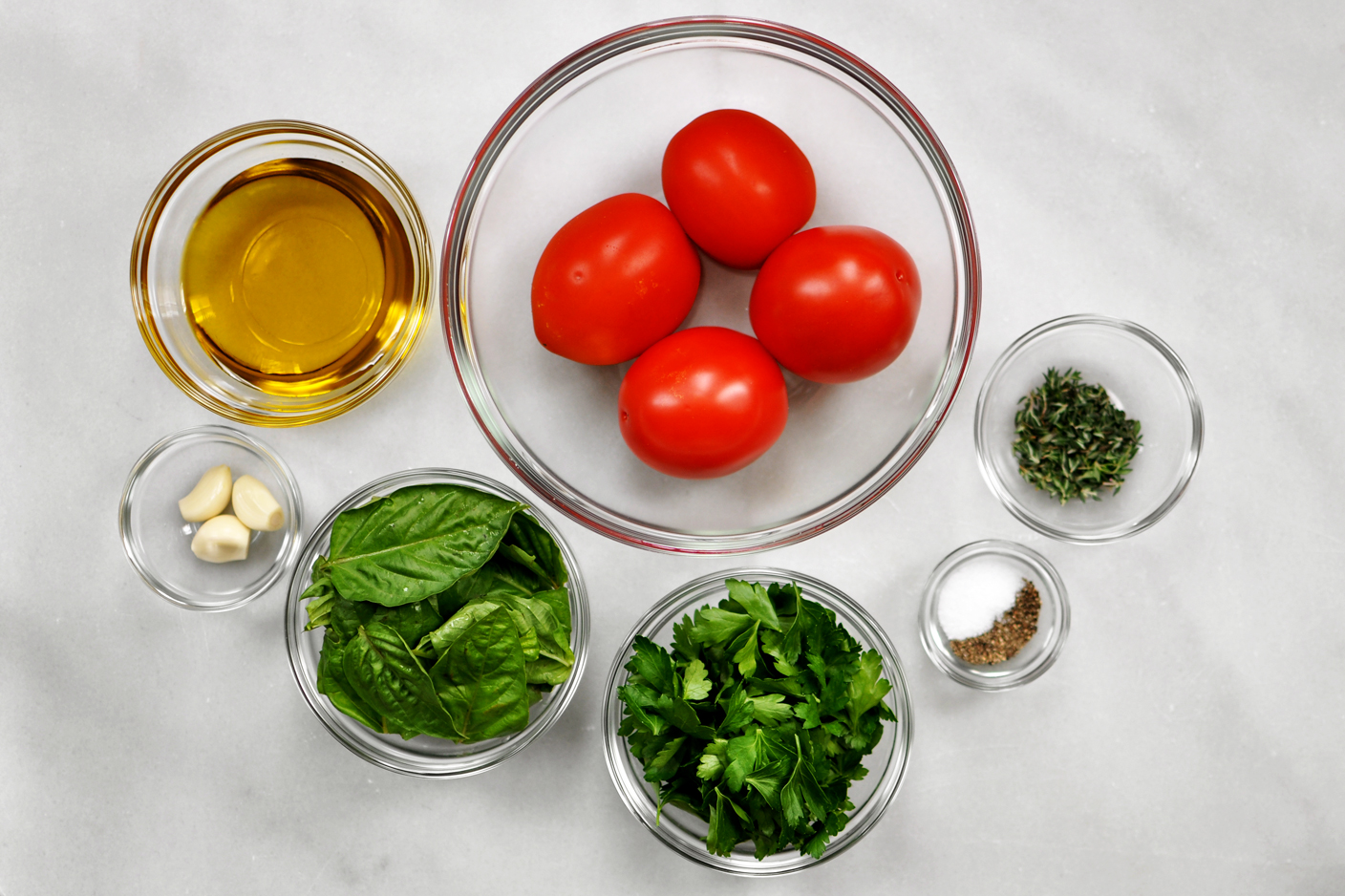 Pesto ingredients & tomatoes